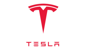 Red Tesla brand logo on a white background.